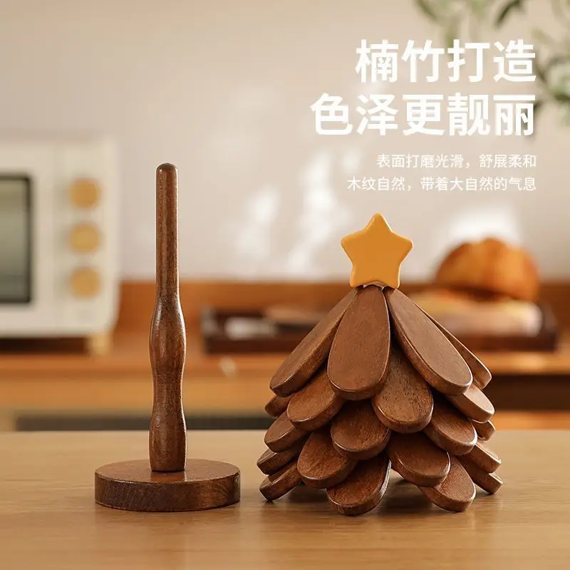 

Christmastreeplacemats коврик для обеденного стола, украшение для гостиной, дома, термостойкий коврик из цельного дерева, высококачественный ощущение