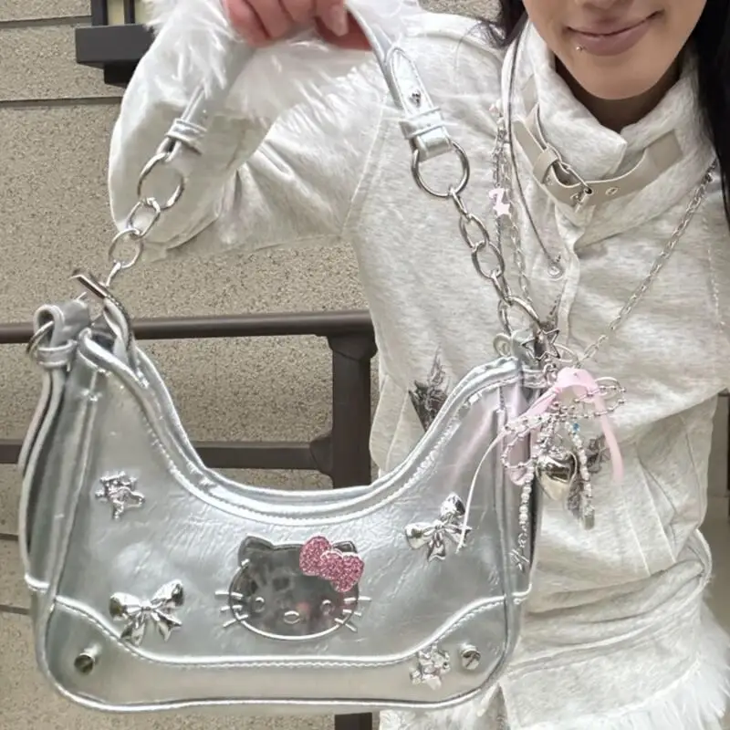 Sanrio Y2K Kette Umhängetasche Hello Kitty Lokomotive Tasche Große Kapazität Süße und coole Hot Girls Subkultur Umhängetasche