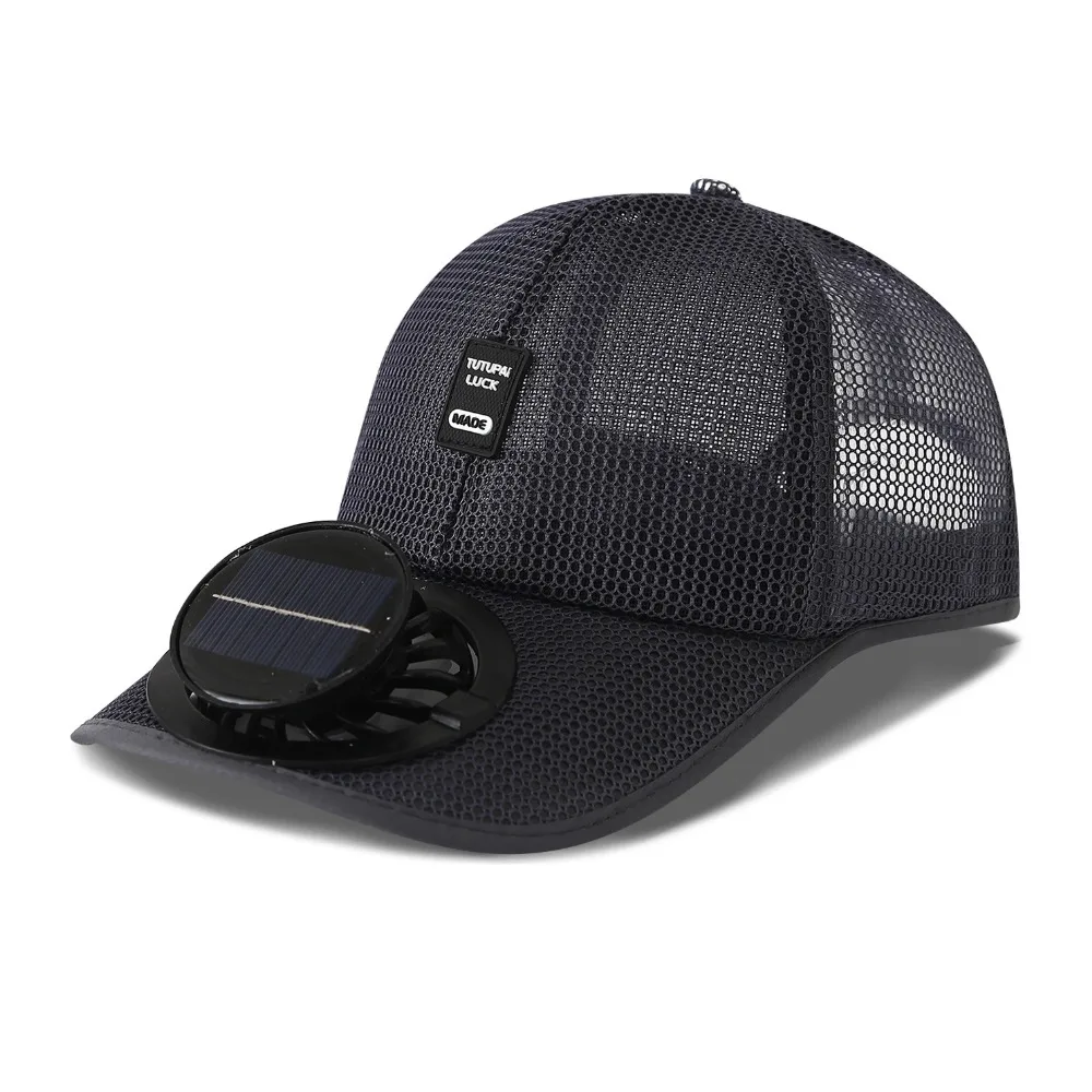 Unisex Solar Powered Fan Cap Fishing Cap Rechargeable Breathable Cooling Mesh Cap Hat for Summer Travel Outdoor Sports Caps