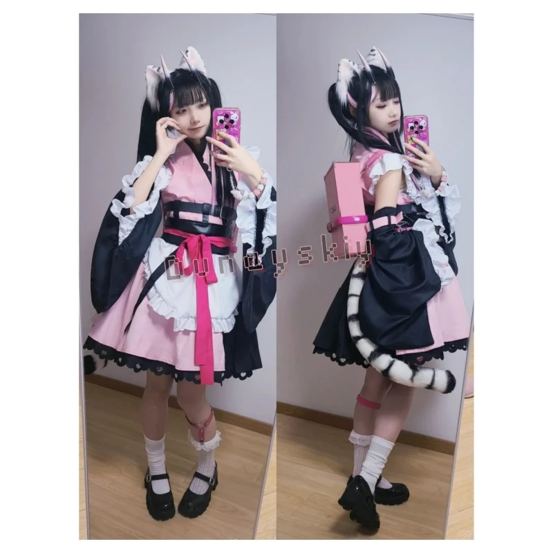 

New Anime Cosmic Princess Kaguya! Cosplay Noi Komazawa Kawaii Cat Ears & Tail Devil Horns Highlights Wig Carnival Dunayskiy@#