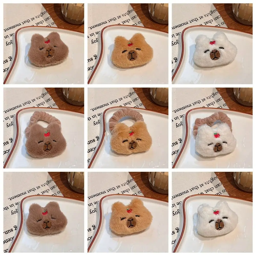 Creative Capybara Plush Doll Hair Clip Headwear Brooch Cute Cartoon Animal Fluffy Animals Hairpin Fashion Accessories