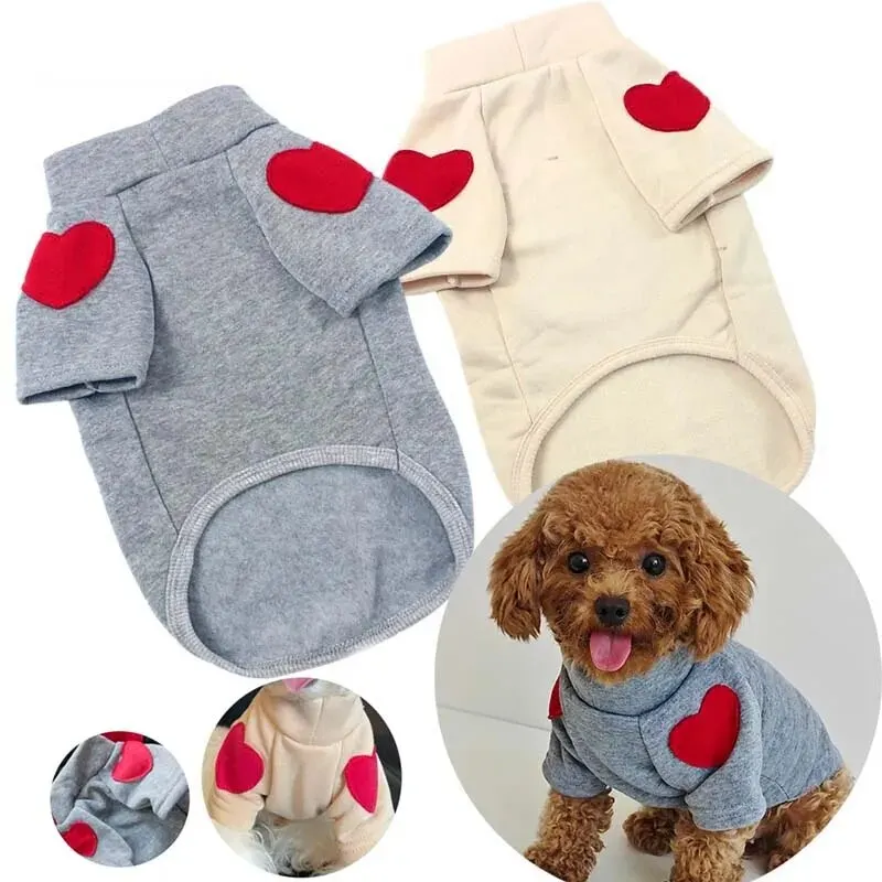 Winter Warm Pet Clothes Love Sweater Pet Dog Cat for Taddy Puppy Medium Dog Teddy Yorkshire Thickened Hoodies Puppy Clothes