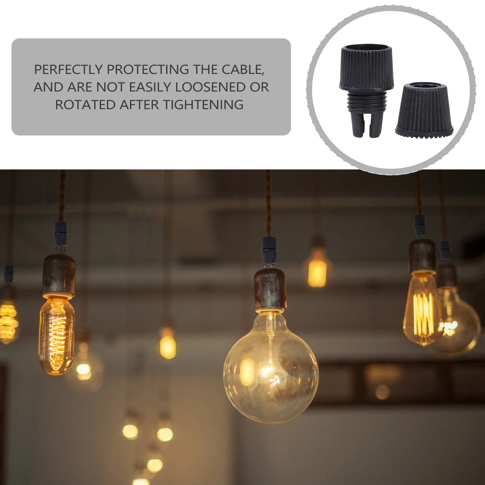 

100Pcs Power Line Clamp Black Cable Glands Strain Relief Connector for DIY Hanging Lighting Accessories Parts Cord Grips Home