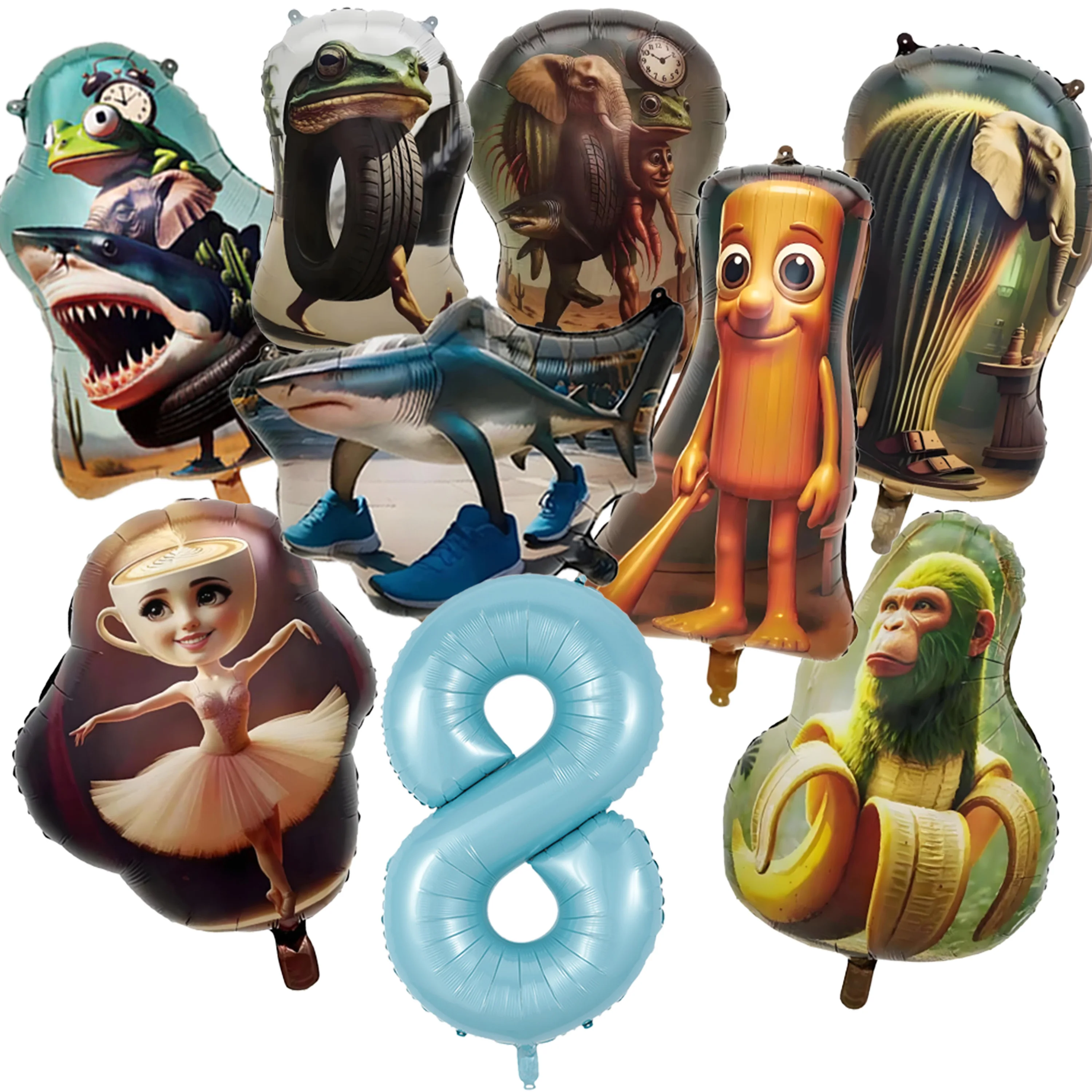 

Итальянские воздушные шары Brainrot, украшения для дня рождения, Tung Tung, Sahur, воздушный шар с днем рождения, забавный мем, аниме-декоры