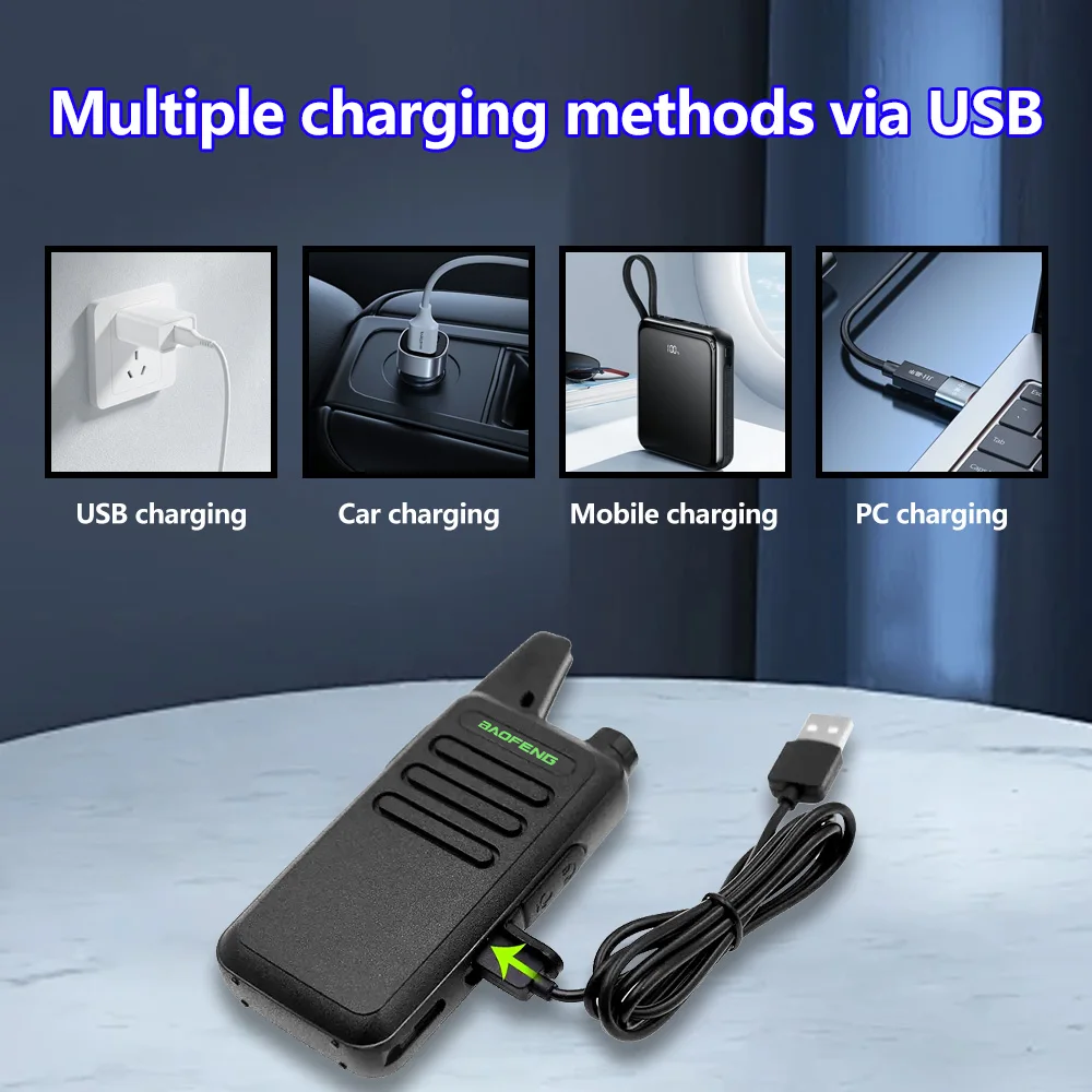 2 Stück Baofeng Mini Walkie Talkie USB-Aufladung, verbessert von BF-C9, Zwei-Wege-Radio, hohe Kapazität, UHF, 400–470 MHz, tragbare Radios für Hu