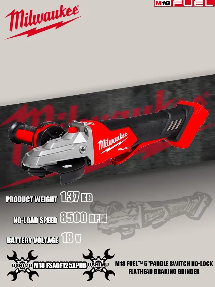 

Milwaukee M18 FSAGF125XPDB-0X0/2886 M18 FUEL 5-дюймовый плоский тормозной переключатель-рычаг без блокировки, только корпус