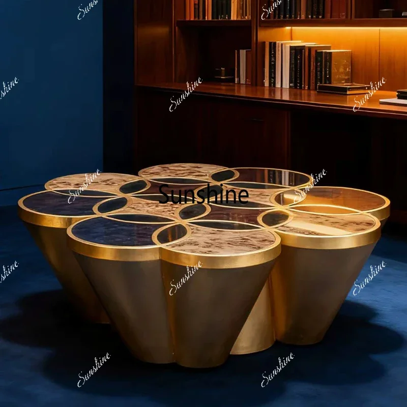 

Italian light luxury coffee table villa living room sofa side high-end color matching tea tableTJ
