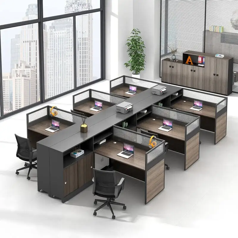 

Modern Screen High Cabinet Office Furniture Staff Desk L-Shaped Desk Table Workbench