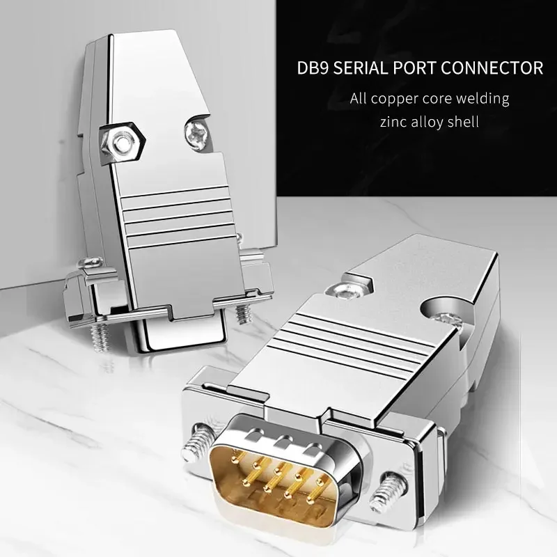 Metal DB9 Serial Plug Connector Gold-plated 2 Rows 9 Pin RS232 Connectors Male Female DB 9 COM PLC Serial Adapter With Shell