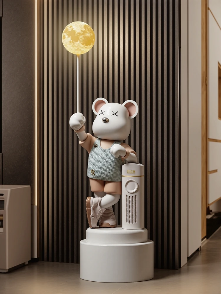 Home Decor Luminous Bear Statue Floor Decor Living Room Large Bluetooth Speaker Animal Sculpture Art Ornament Housewarming Gifts