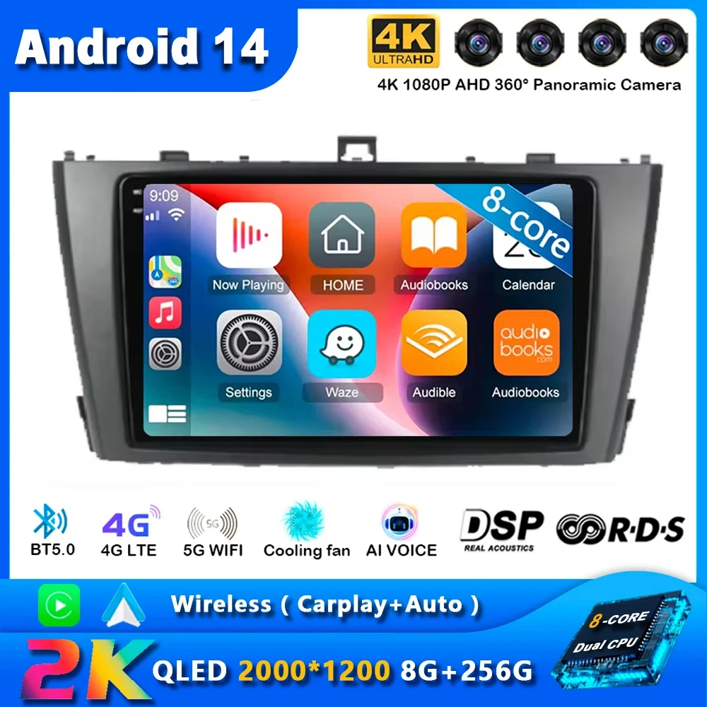 Android 14 Car Radio For Toyota Avensis T27 2009 - 2015 Navigation GPS Multimedia Player Stereo wifi+4G Carplay auto video 2din