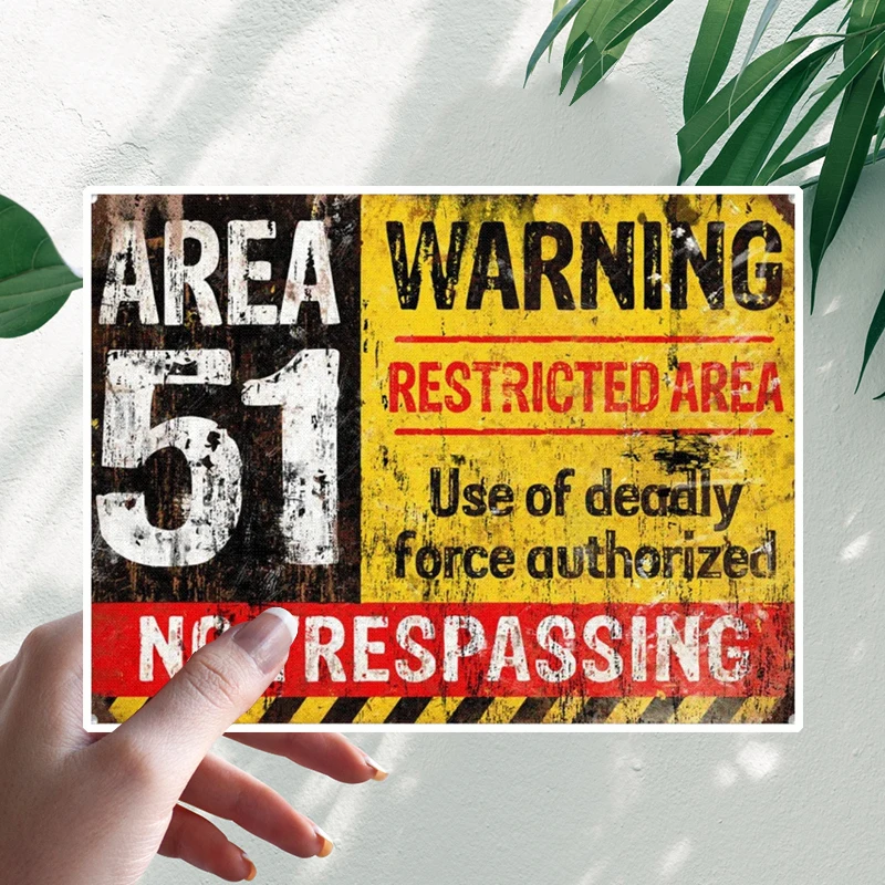 Vintage retro reproduction Area 51 Do Not Enter No Trespassing Vinyl Decal Waterproof Windshield Car Sticker#S90446
