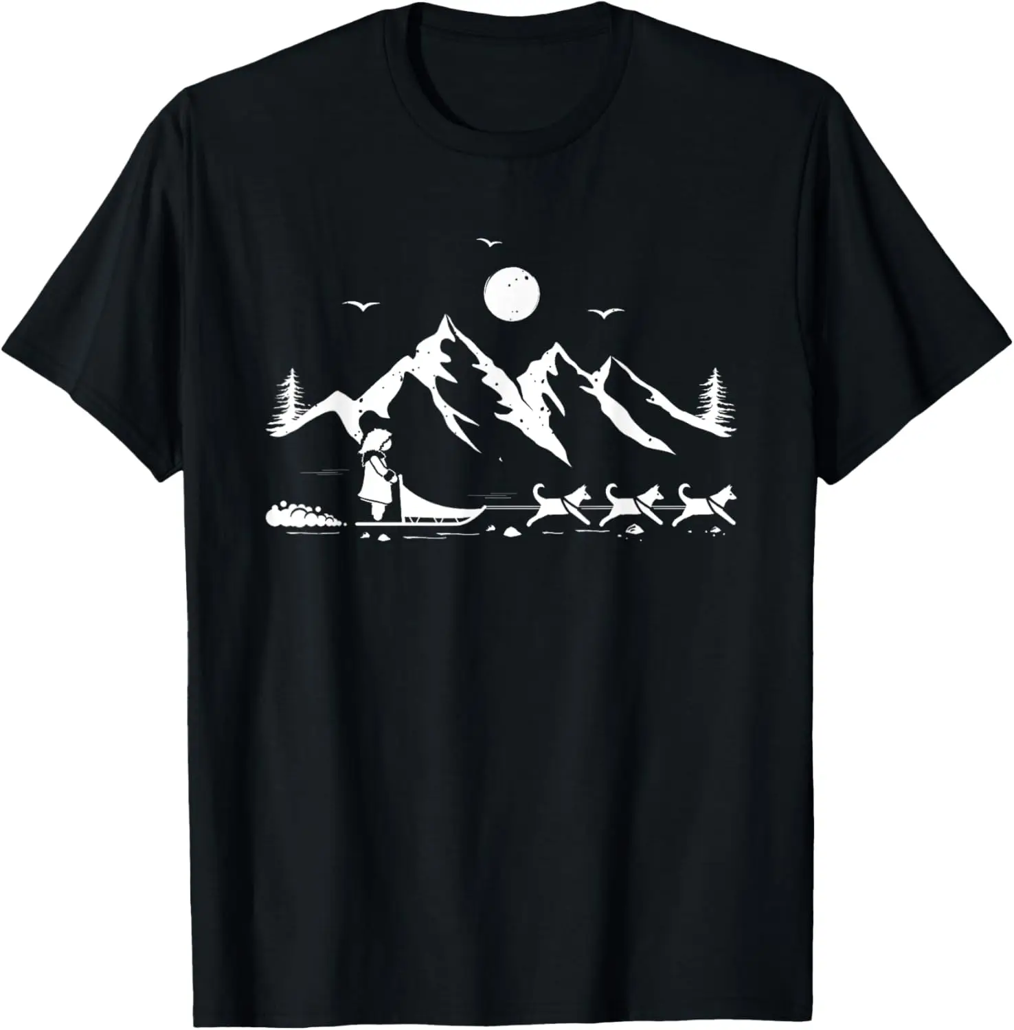 

Sled Dogs Musher Mushing Alaska Husky Dog Sled Graphic Tee Soft Breathable T-Shirt Men Women