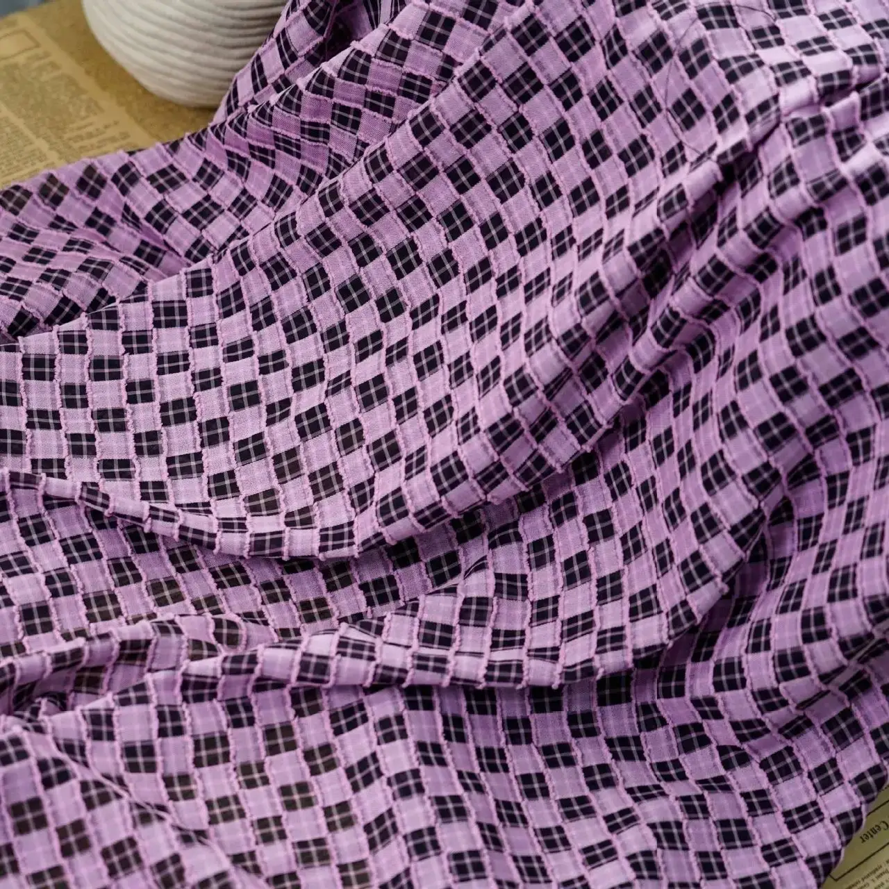 

Classic multicolor checkered floral-punched fabric DIY clothing sofa cushions tablecloth color-woven fabric props decorations