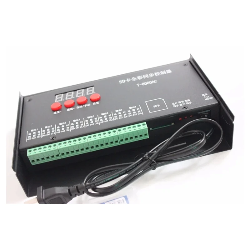 8192 Pixels T8000 T-8000A AC 220V/110VSD Card Pixel Controller For WS2801 LPD8806 RGB LED Strip Controller DC5V