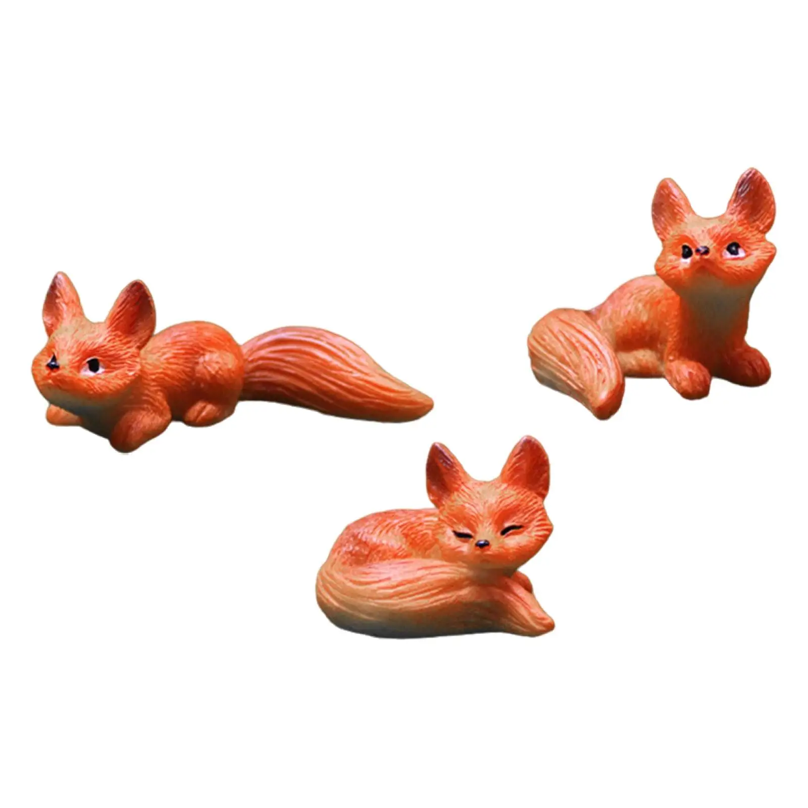 3x Garden Fox Miniature Figurines Garden Decor Decorative Centerpiece Collectible Resin Sculptures for Outdoor Lawn Garden