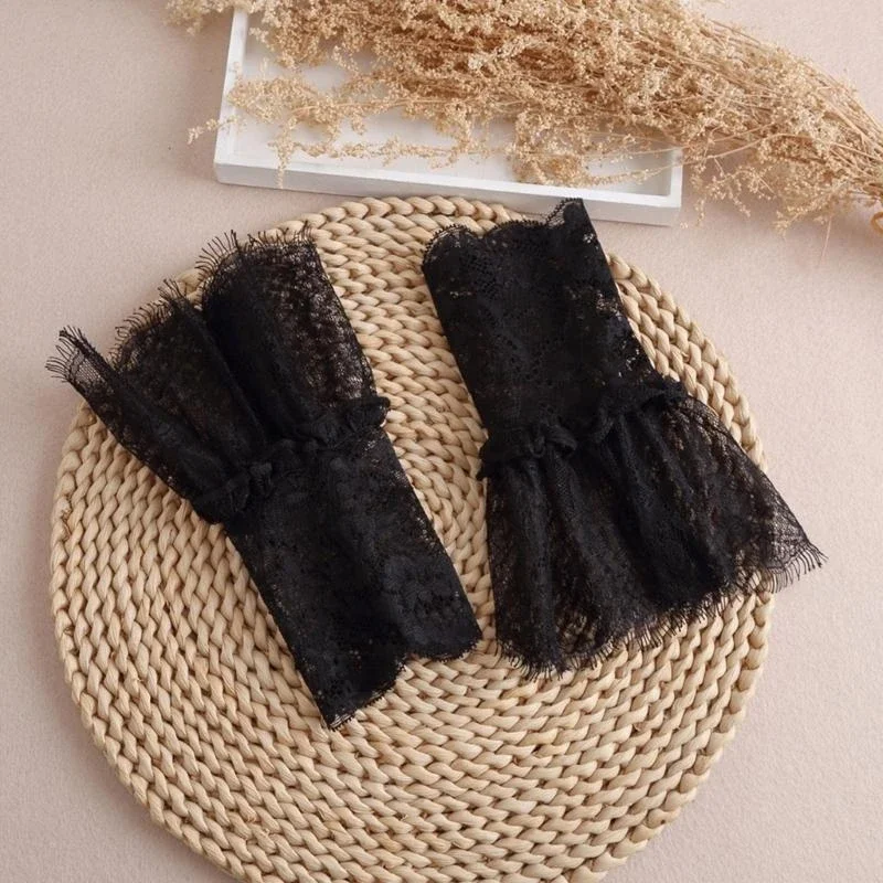 Polsini decorati Manica finta per abito da sposa Maniche decorative in pizzo selvaggio Balze Maniche da polso Polsini pieghettati