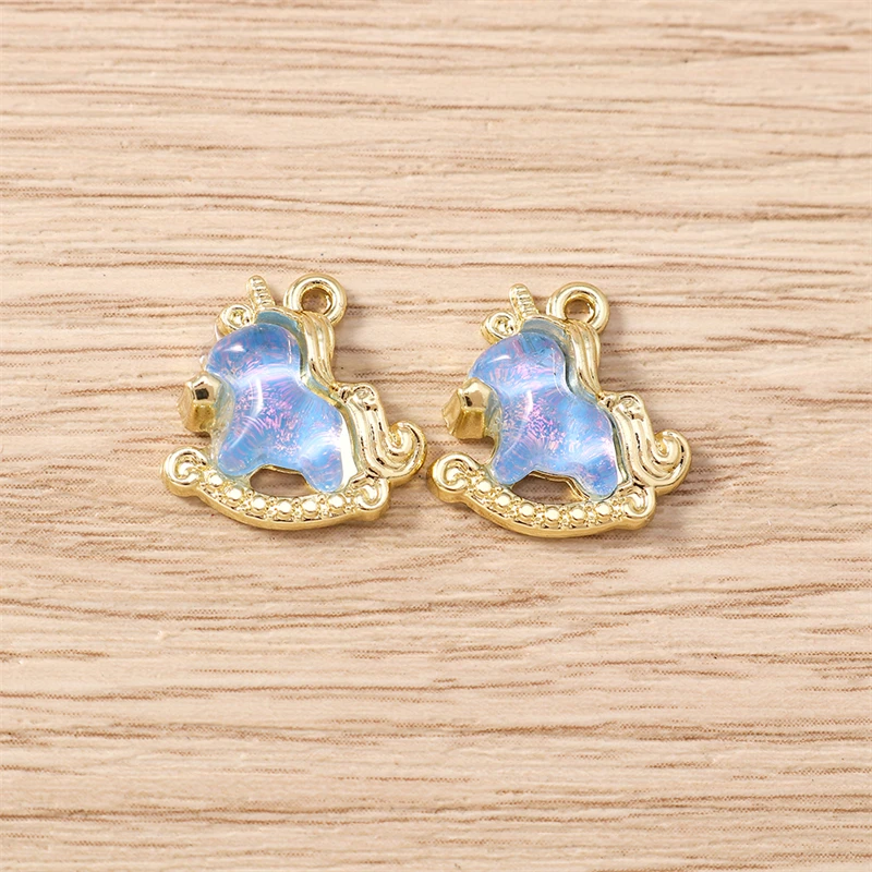 5 Stück 13x14mm Niedliche Kristall-Tier-Anhänger in Form von Pferden für die Schmuckherstellung, Ohrhänger, Halsketten, Armbänder, DIY-Bastelzubehör – Detail 6