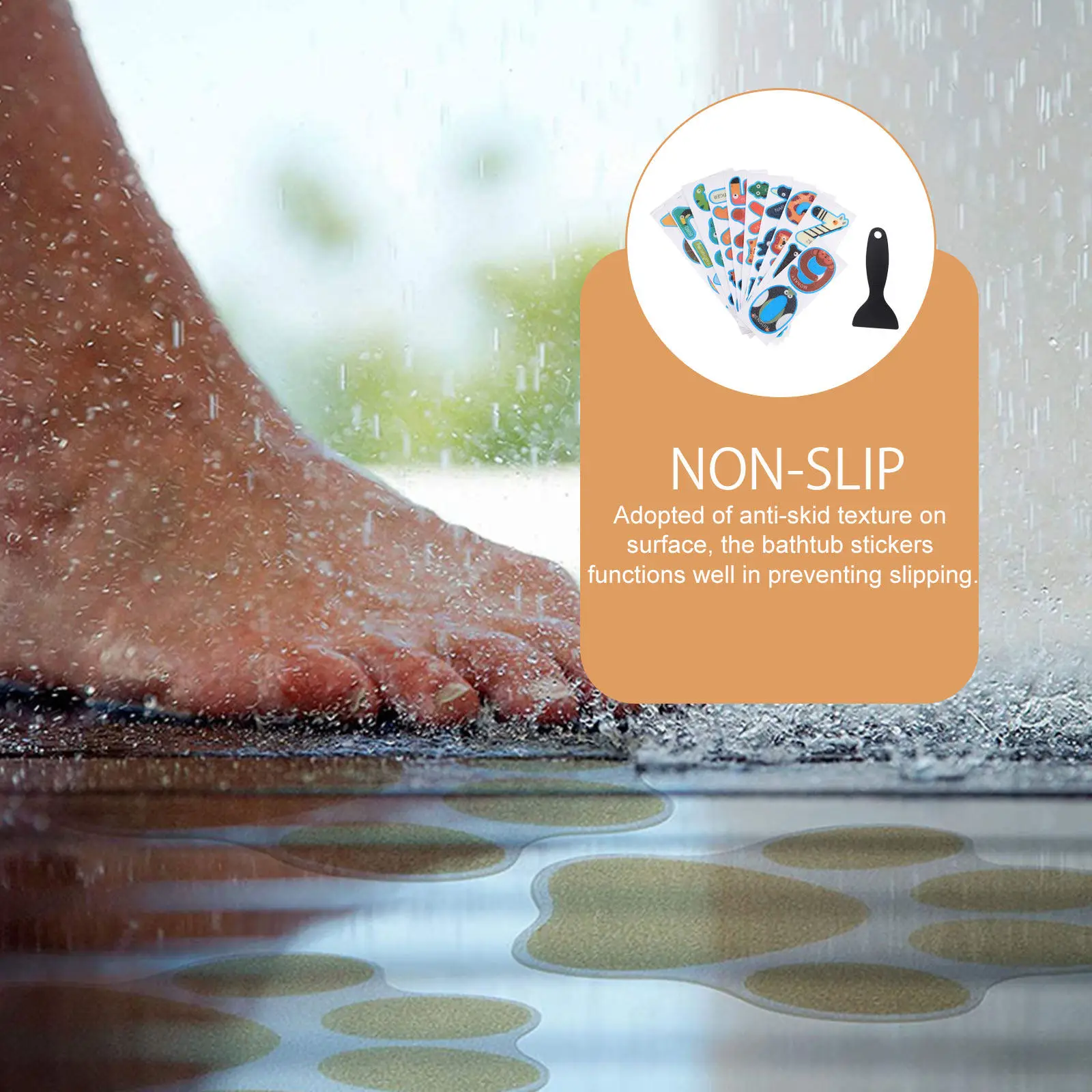 

Non Slip Bathtub Stickers Cartoon Number Letter PEVA Bathroom Anti Skid Shower Floor Stair Decor Waterproof