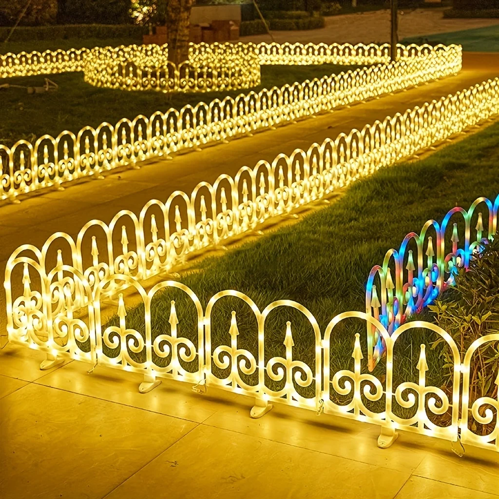 

8 Spring Outdoor Lawn Lights 9.8ft Solar Fence Lights New Year Decoration Christmas Tree Perimeter Event Party Lawn Decorations