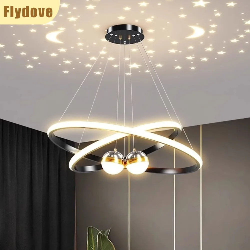 

Modern LED Hotel Restaurant Pendant Light Luxury Circular Starry Sky Projection Light Creative Home Lighting Decoration Fixtures