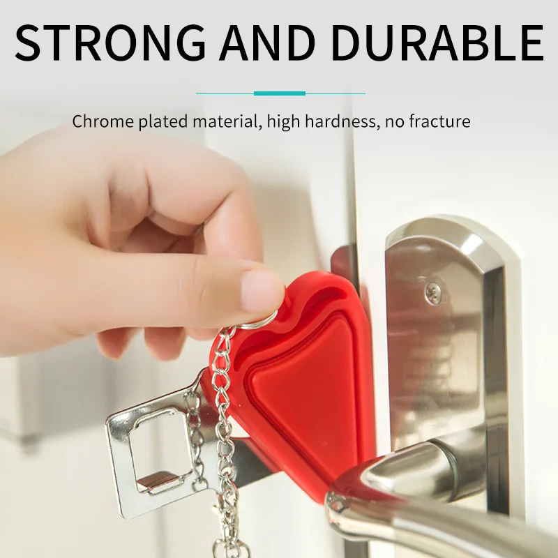 Security Holes Removable for Travel Safety Security Portable Door Lock Latch No Drill Manual Hotel Room Devices for Add