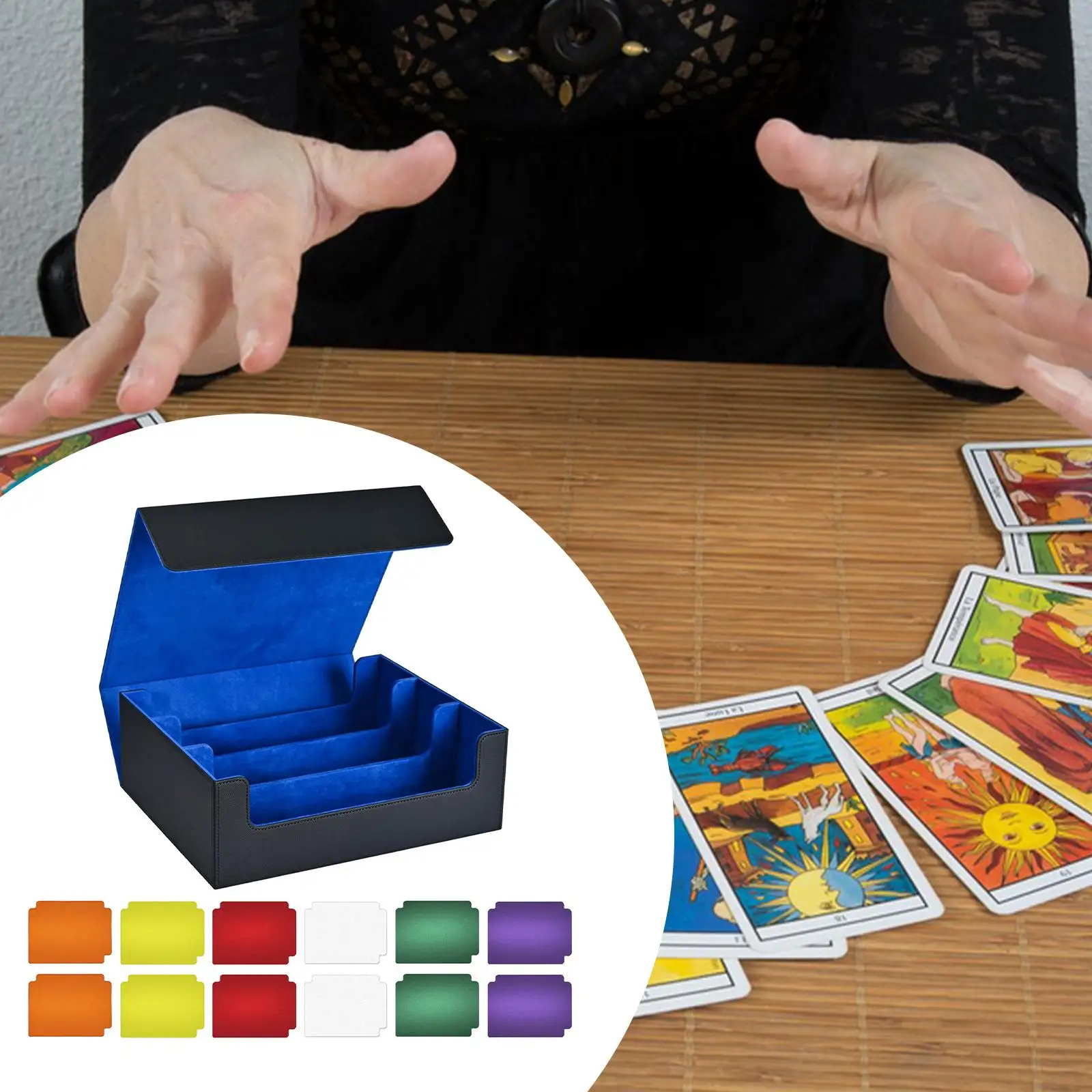 

Trading Card Deck Box Magnetics Closure Can Holds 1800 Cards Standard Premium Game Card Storage with 12 Card Dividers Container