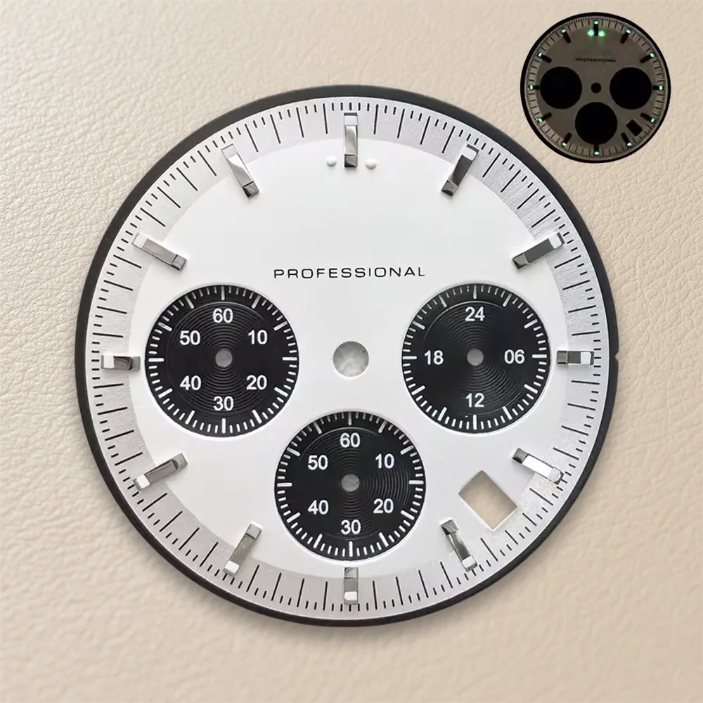 New S Logo 32.5mm Dial Fit VK63 Movement Green Luminous Speed Dial Watch Modification Accessories view 6