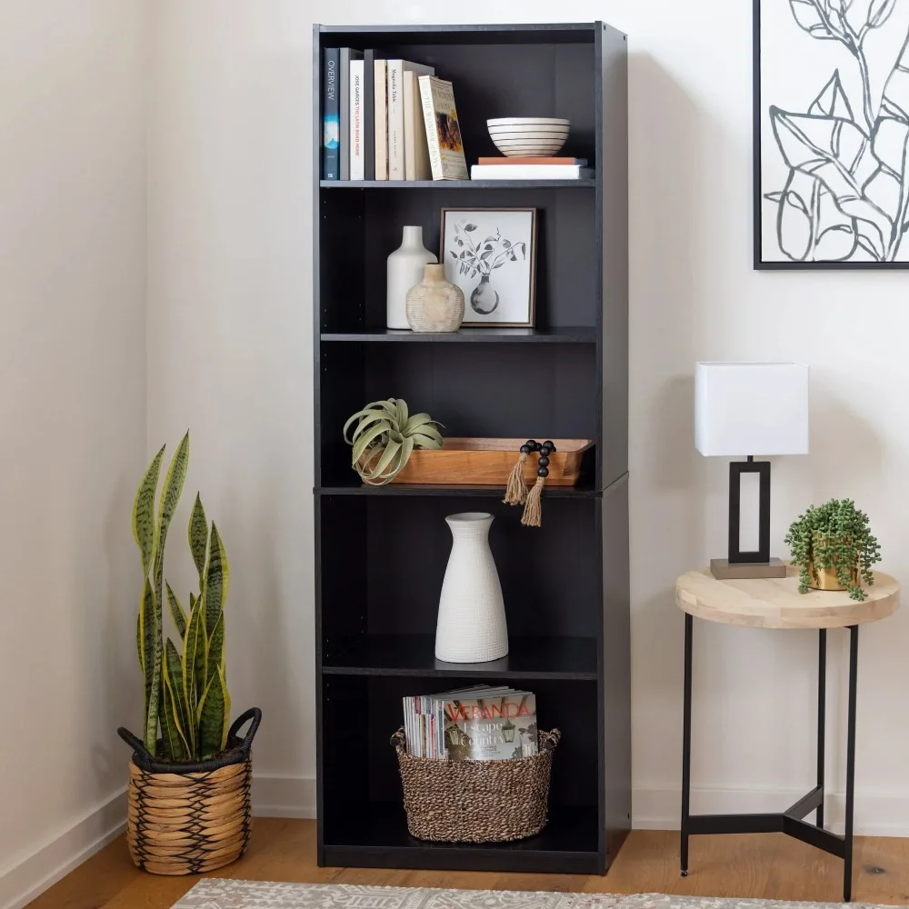 

5-Shelf Bookcase with Adjustable Shelves, True Black Oak