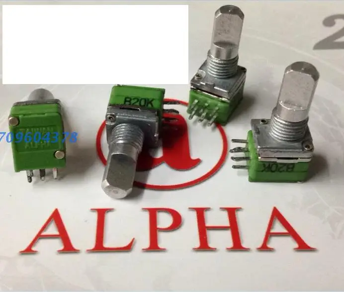 2PCS/LOT Taiwan ALPHA Alfa RK097 precision potentiometer, double B20K axis, long 15MM volume potentiometer