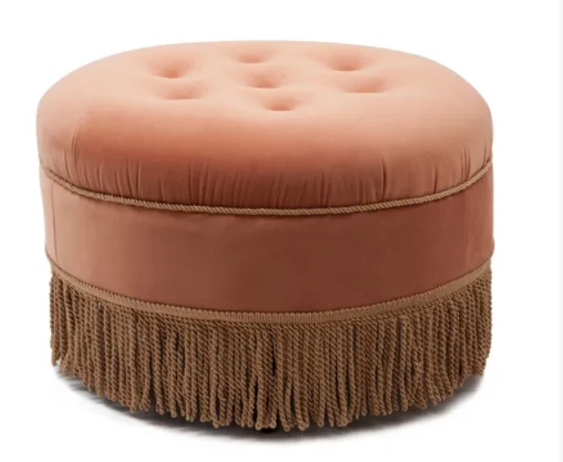 

Yolanda 24" Round Upholstered Accent Ottoman, Peach Orange