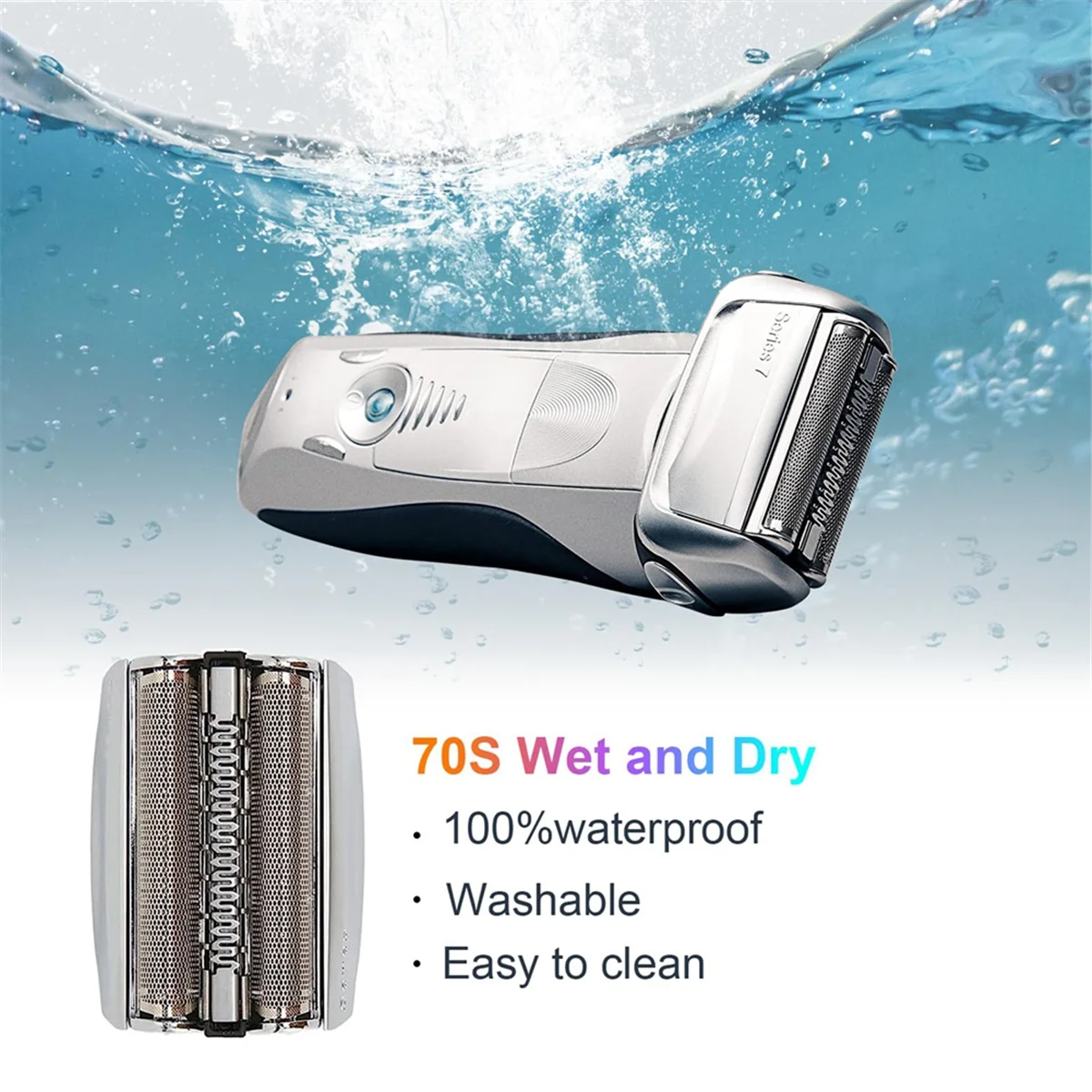 อะไหล่หัวโกนไฟฟ้า70S สำหรับ Models720โกนหนวดแบบฟอยล์7ชุด750CC 760CC 790CC 9565 9595(3แพ็ค)