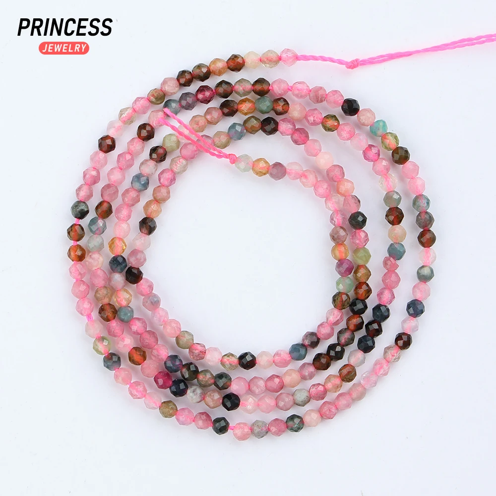 

Natural Colorful Tourmaline 2mm Faceted Beads for Jewelry Making Bracelet DIY Accessories