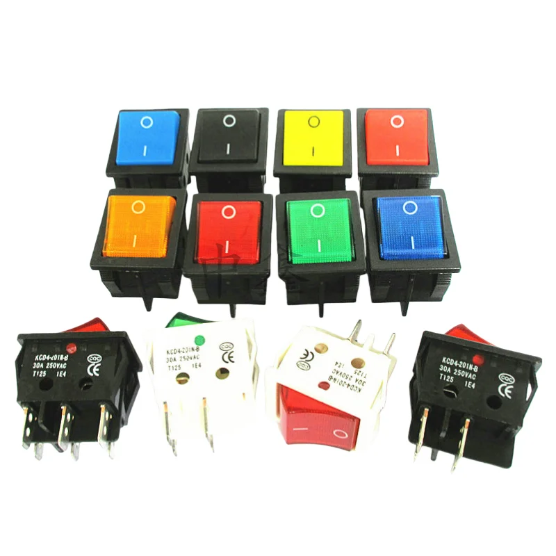 

Выключатель мощности электросварочного аппарата/кулисный переключатель KCD4 переключатель 30А Тип T8555 с подсветкой, четырехконтактный или шестиконтактный, двухпозиционный