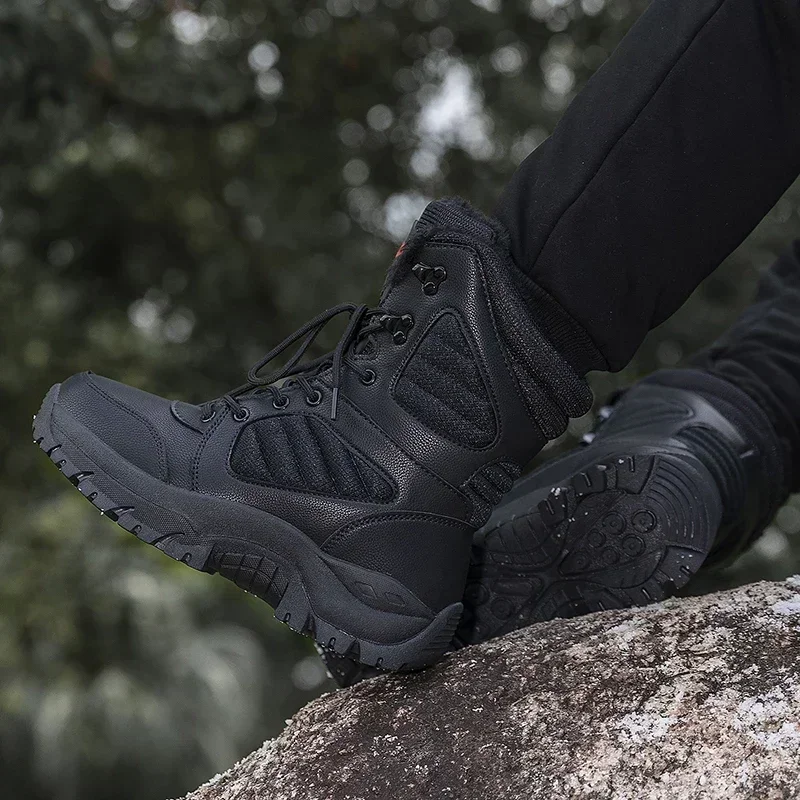 Men\'s Tactical Boots Outdoor Hiking Shoes for Men Anti-slip Desert Combat Wear-resistant Boots Male Solid Color Snow Boot Hot