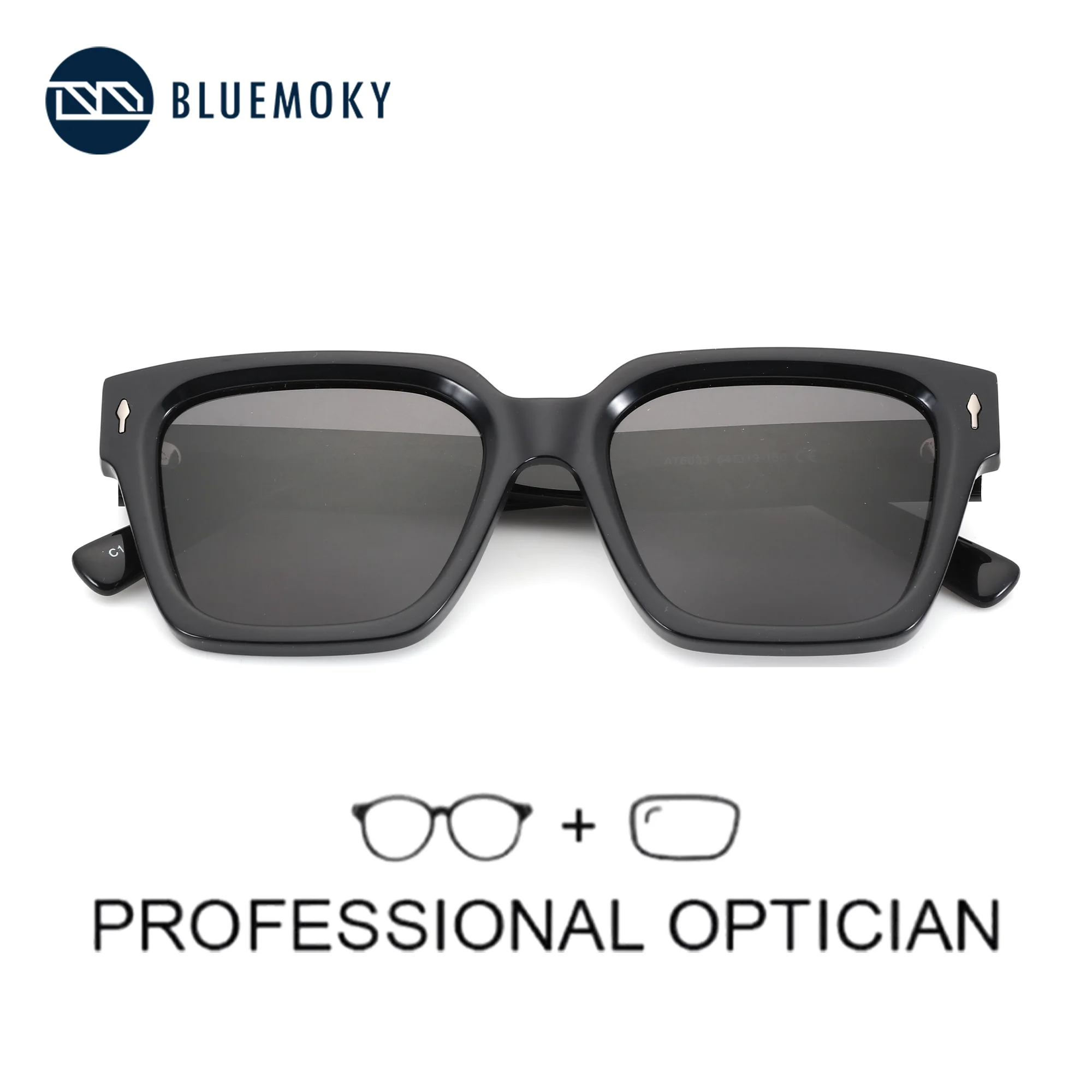 

BLUEMOKY M Size Stylish Acetate Prescription Sun Glasses For Men Square Polarized Optical Sunglasses UV400 Progressive Shades