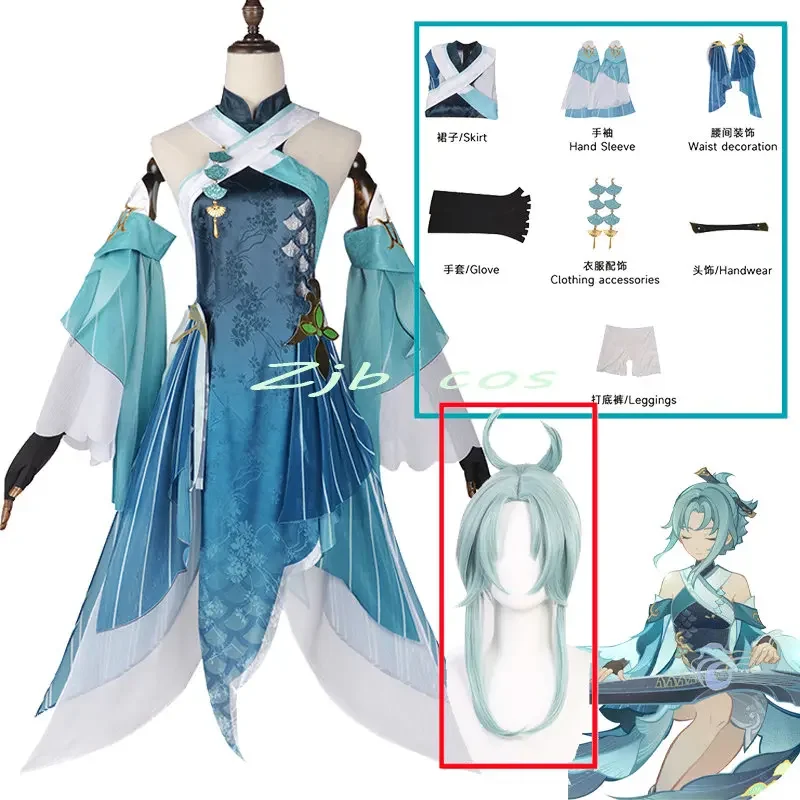 

Special Offer Impact Madame Ping Cosplay Game Impact Costume Women Elegant Dress Wig Halloween Party Outfit