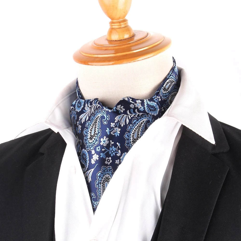 New Men Cashew Tie Wedding Formal Cravat Ascot Scrunch Self British Gentleman Polyester Soft Floral Paisley Neck Tie Gravatas