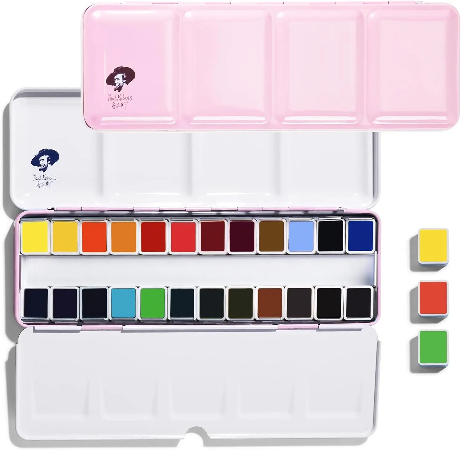 Paul Rubens Watercolor Paint Set Artist Grade, 24 Vivid Floral Colors with Portable Metal Box for Artists, Beginners, Hobbyists,