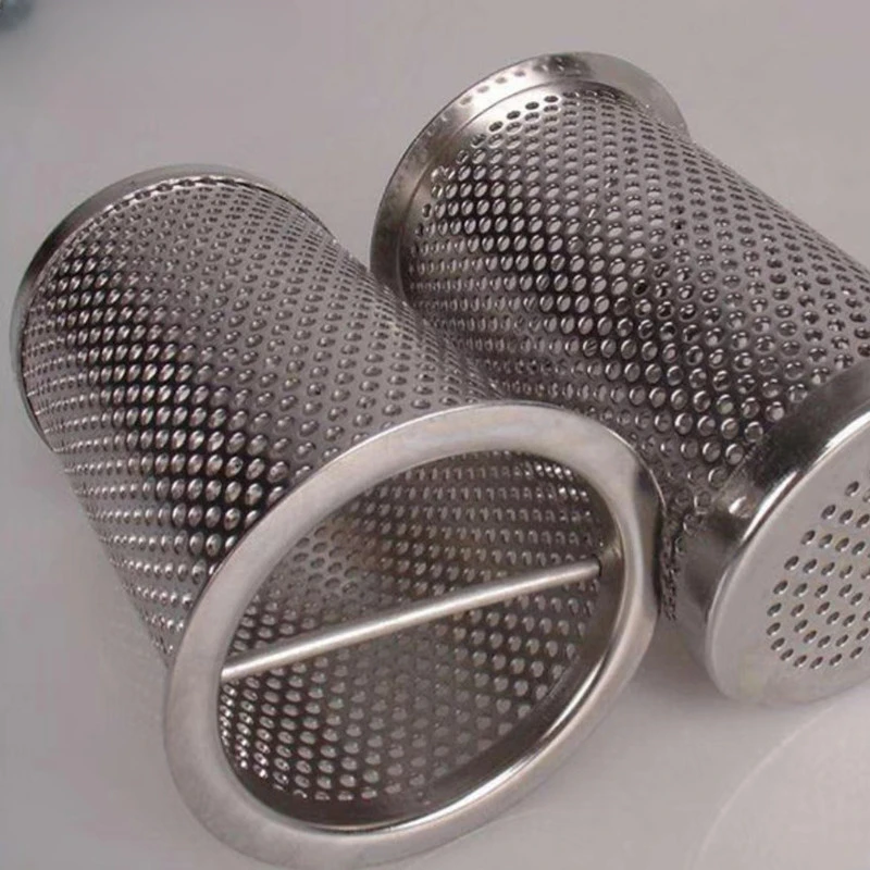 Stainless steel basket filter barrel Perforated plate filter cartridge cleaning parts with perforated bucket