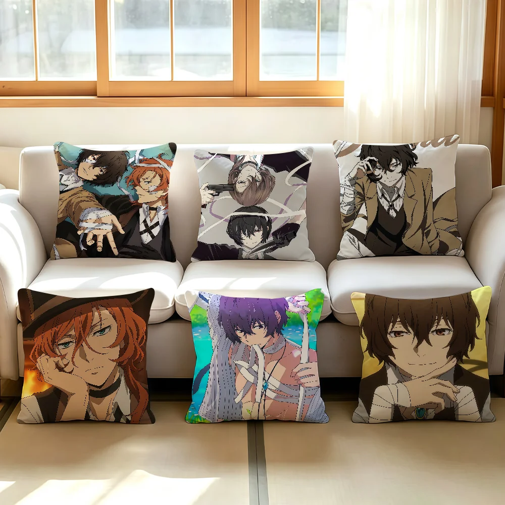 Anime B-Bungo S-Stray Dogs cushion cover Comfortable Decorative For Bedroom Living room Dormitory Picnic and Holiday Decoration