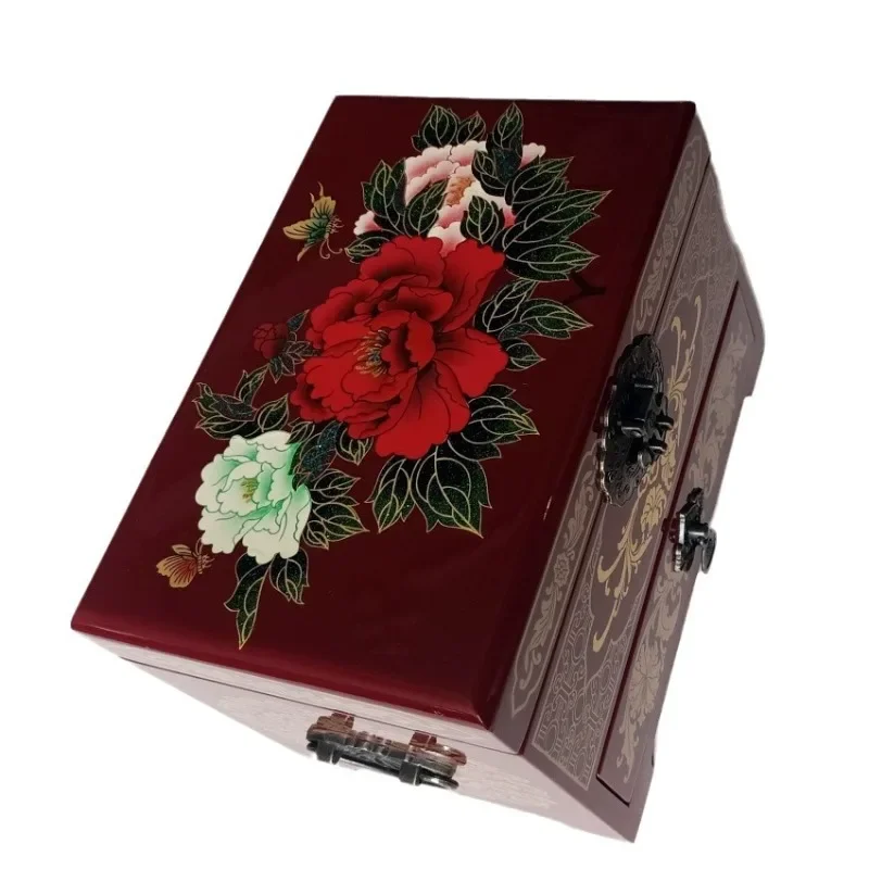 Lacquer wood box jewelry box, gift storage box, folk lacquer hand-painted