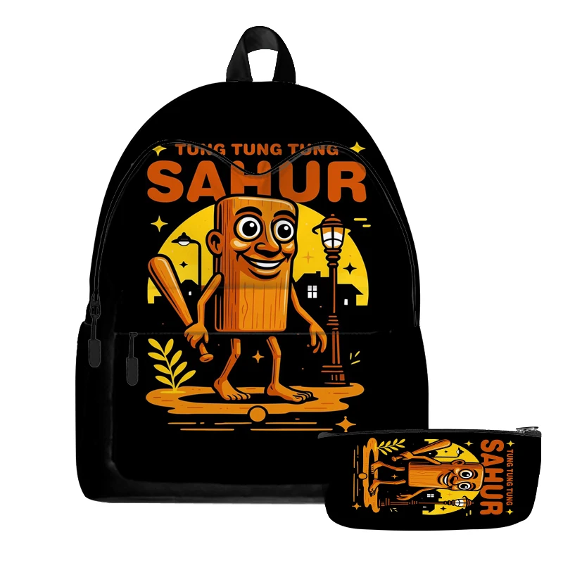 Tung Tung Tung Sahur 배낭 Tralalero Tralala 어린이 중학교 가방 남자 배낭 2pcs 십대 Mochila 소년 키즈 선물
