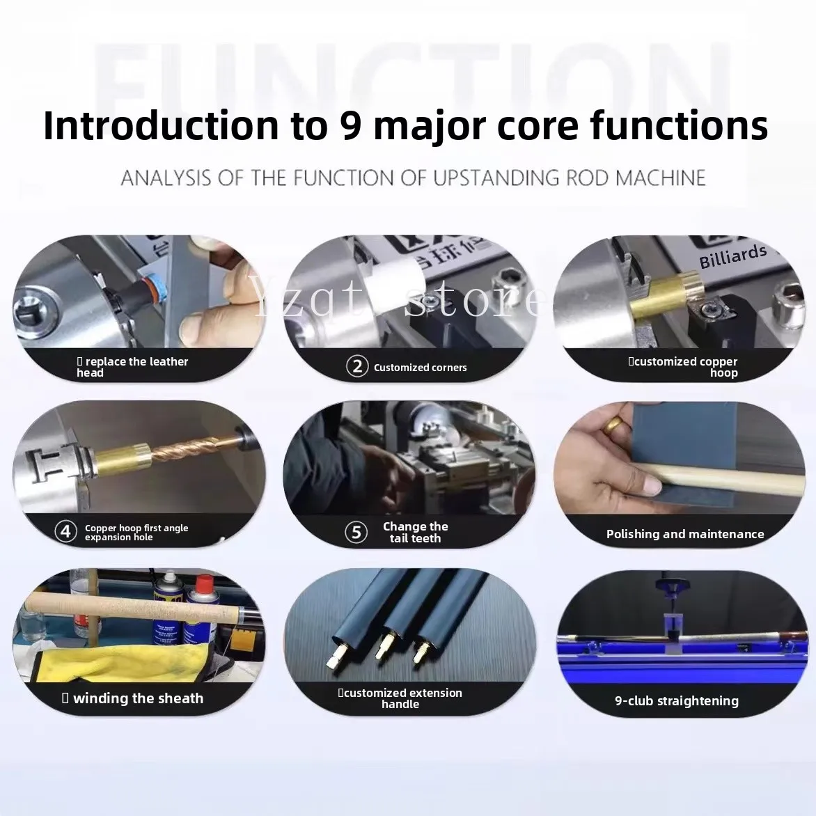 Billiard rod trimmer, double track double card disc rod , infinitely variable speed leather, copper hoop first angle integrated