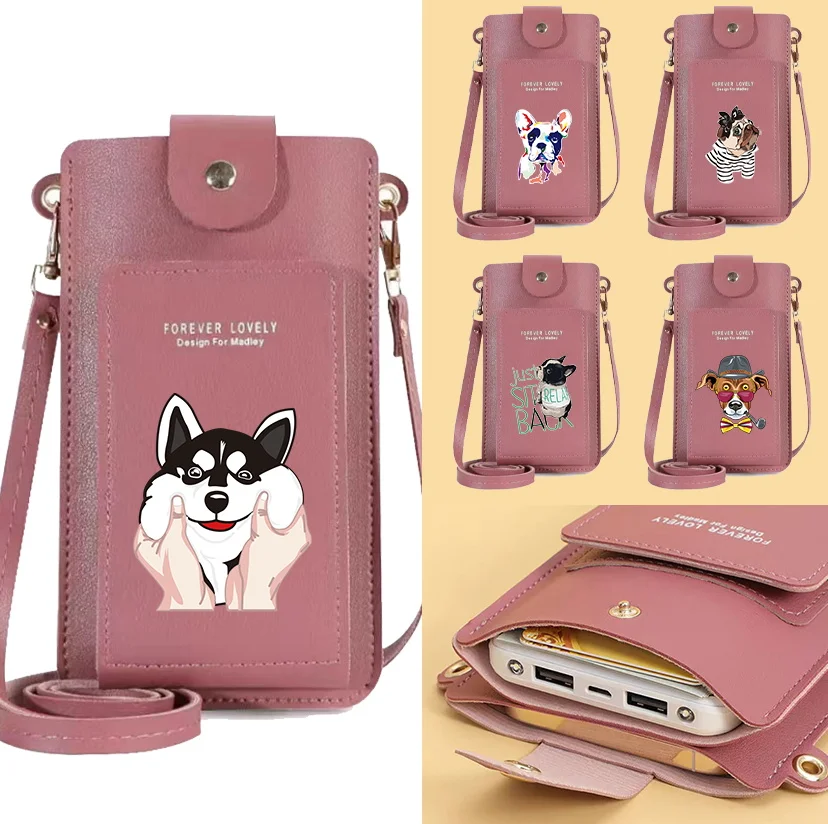 

Women Bags Simple Portable Mobile Phone Bag Card Holder Crossbody Shoulder Strap Handbag Dog Series Small and Versatile Wallets