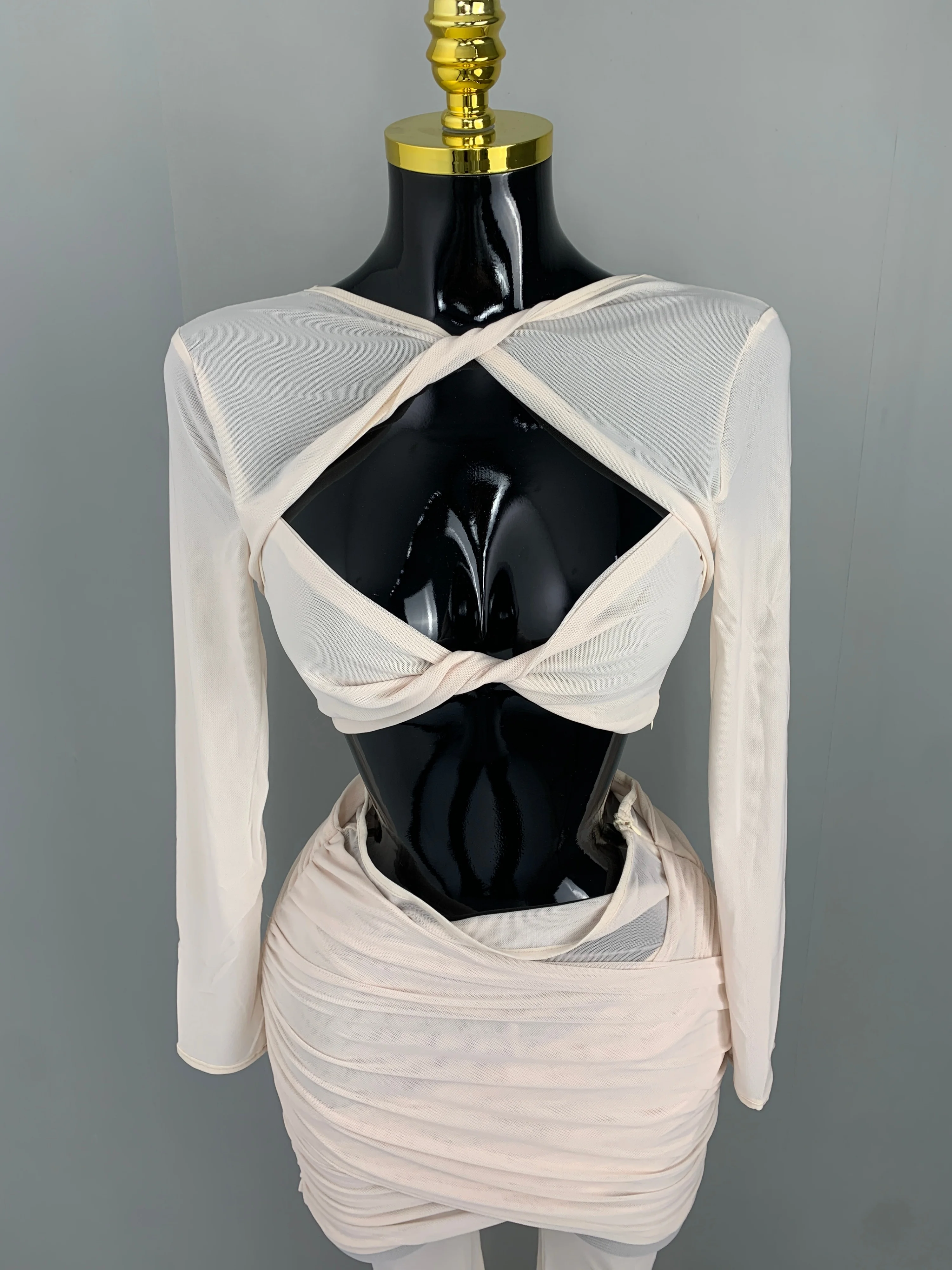 

Women 2026 Sexy Mesh See Through Long sleeves Pant Sets Elegant Fashion Street Two Piece Set Club Birthday Evening Party Outfit