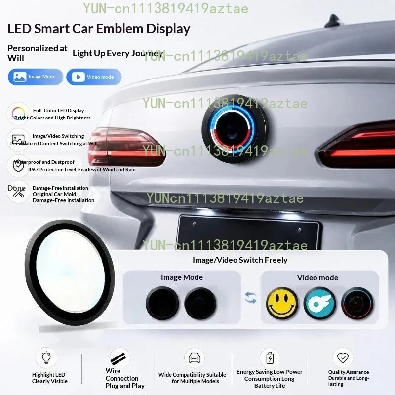 Customize Your Car Emblem – Smart LED Display for BMW, Show Logos, GIFs, Texts, Night Recognition