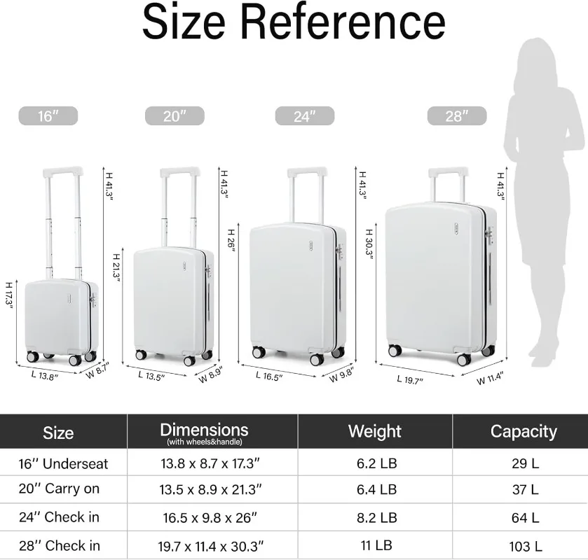 Hanke 28 Inch Luggage PC Hard Shell Suitcases with Wheels, TSA Approved Luggage Hardside Checked Large Luggage Lighweight Luggag