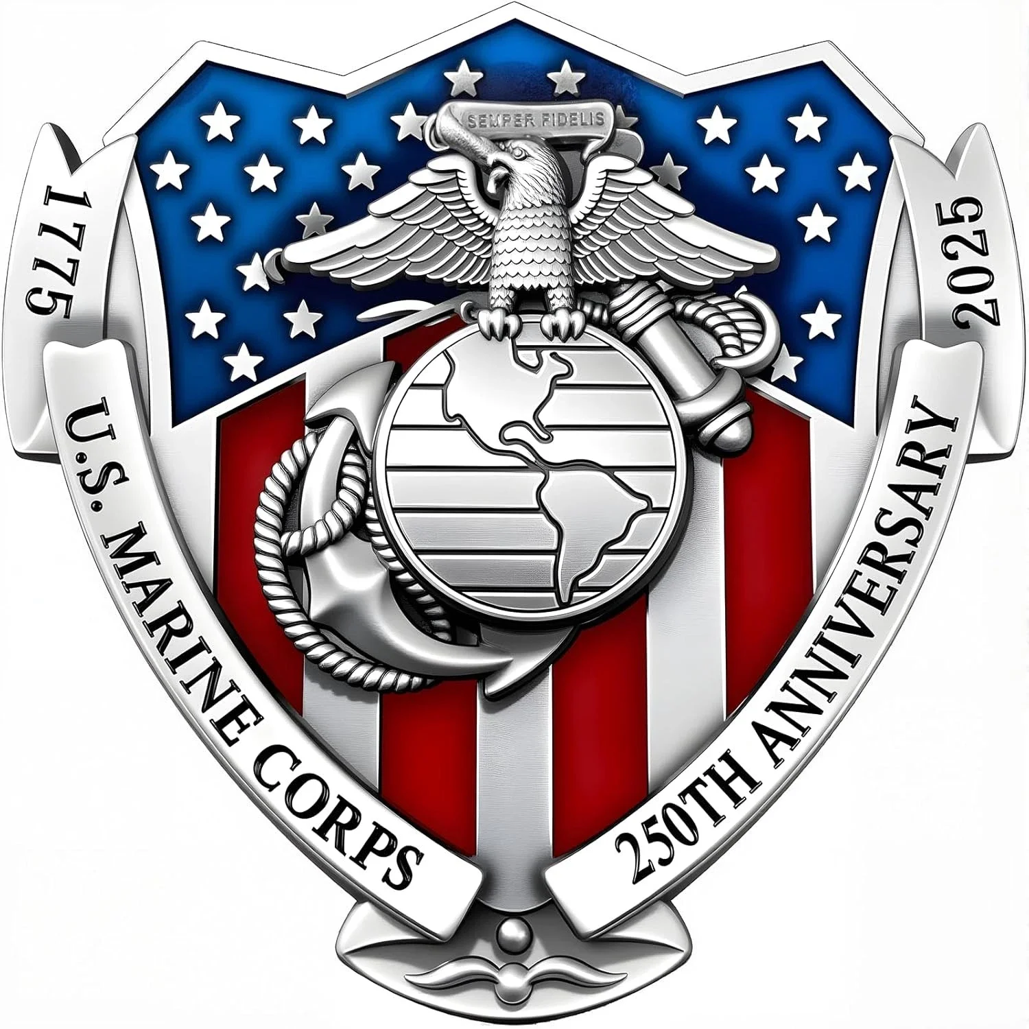 

US MARINE CORPS Shield Car Decals with Eagle for Car Truck,Enamel American Flag,Gift for Veterans/Military Supporters (US MC)