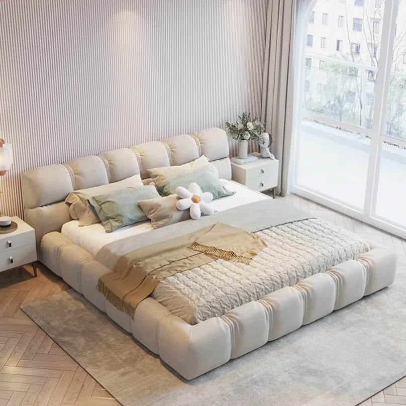 Bed Minimalist 1.5 double technology cloth  Modern luxury master room 1.8m online celebrity Puff tatami